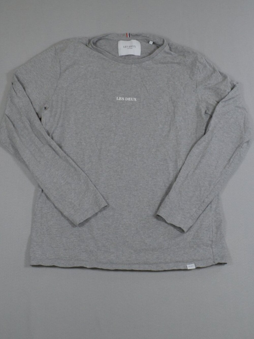 🤍 Les Deux Long Sleeve T Shirt Gray Logo Minimalist Cotton Large